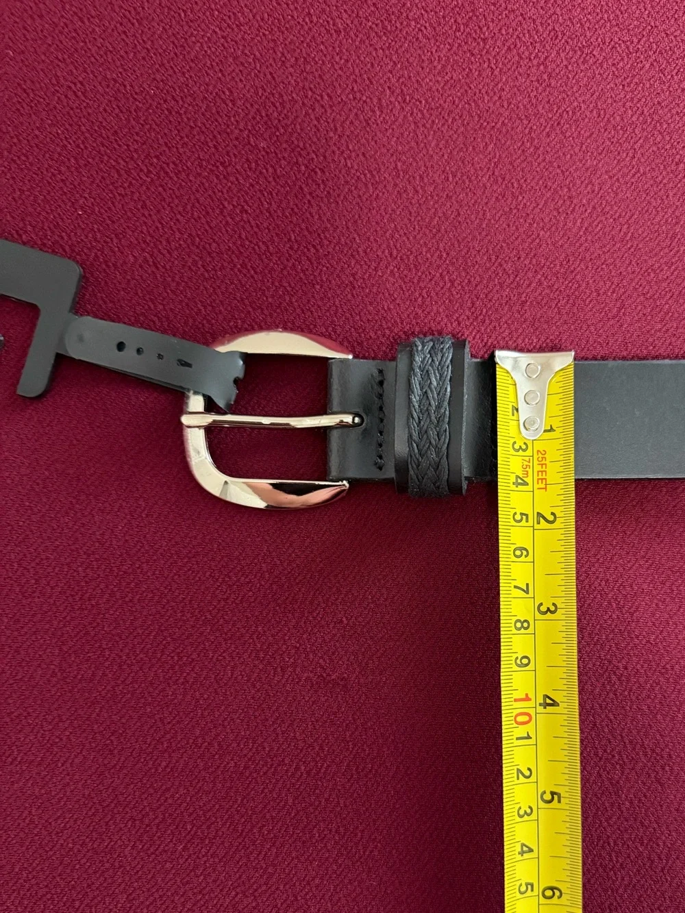 Levi's Black Leather Belt with Silver Buckle and Branded Tag